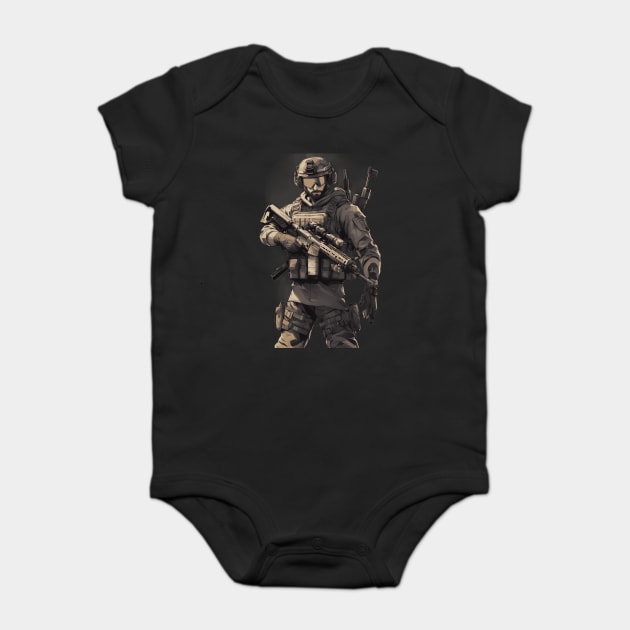 Tactical Soldier Baby Bodysuit by animegirlnft